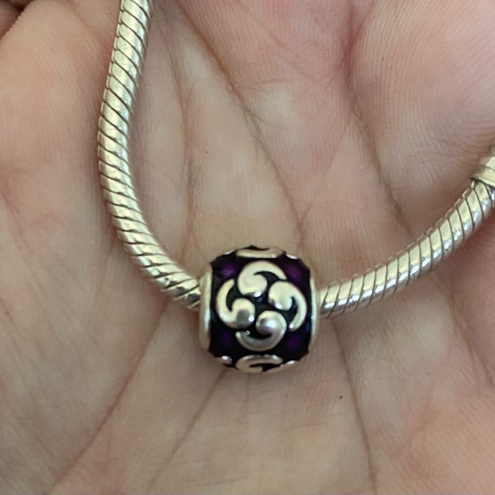 Authentic Pandora Purple Zen Enamel Charm